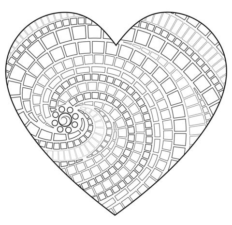 Heart Mosaic Coloring Page